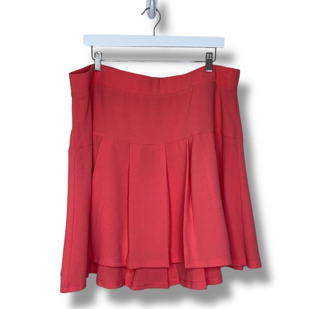 Torrid Pleated Skater Skirt Coral Pink Sunkist Poly Crepe Mini Womens Size 20